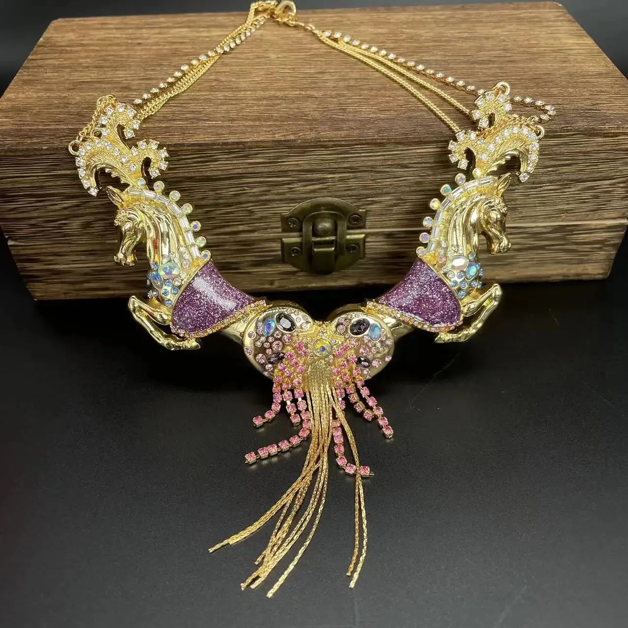 Vintage Circus Double Horse Necklace