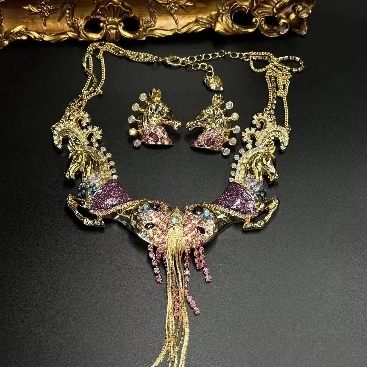 Vintage Circus Double Horse Necklace