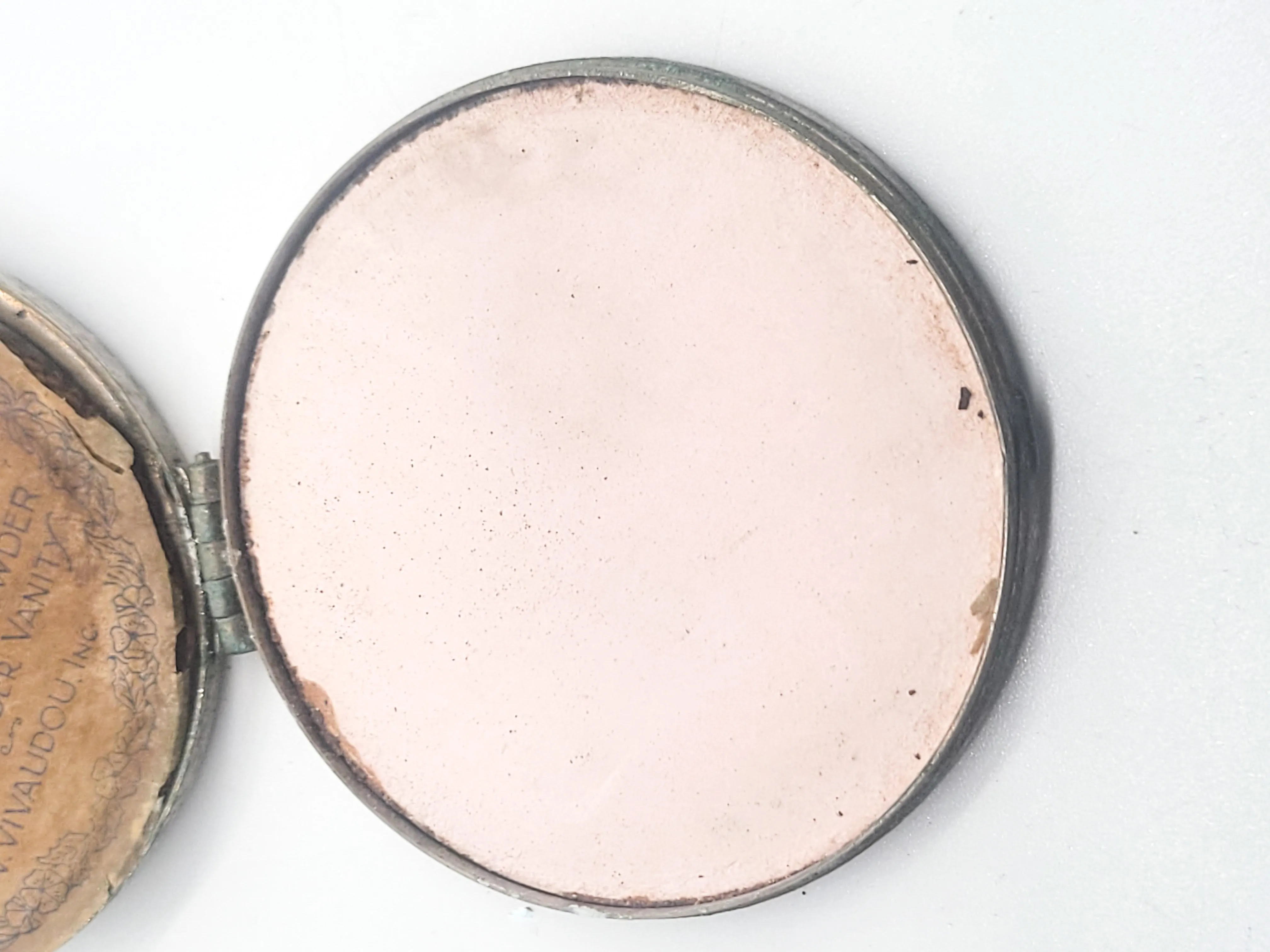 Vivaudou vintage silver toned mirror powder compact