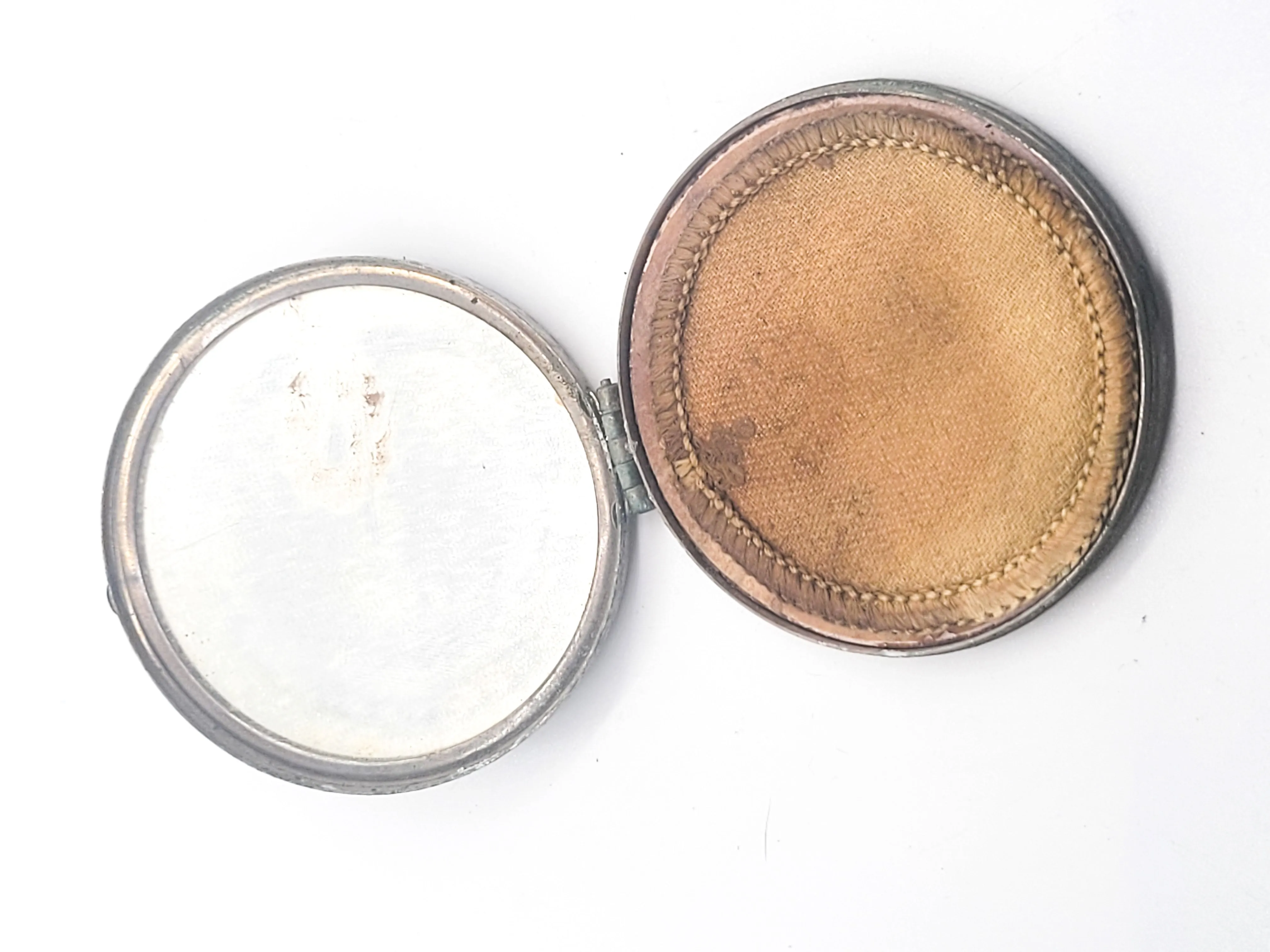 Vivaudou vintage silver toned mirror powder compact