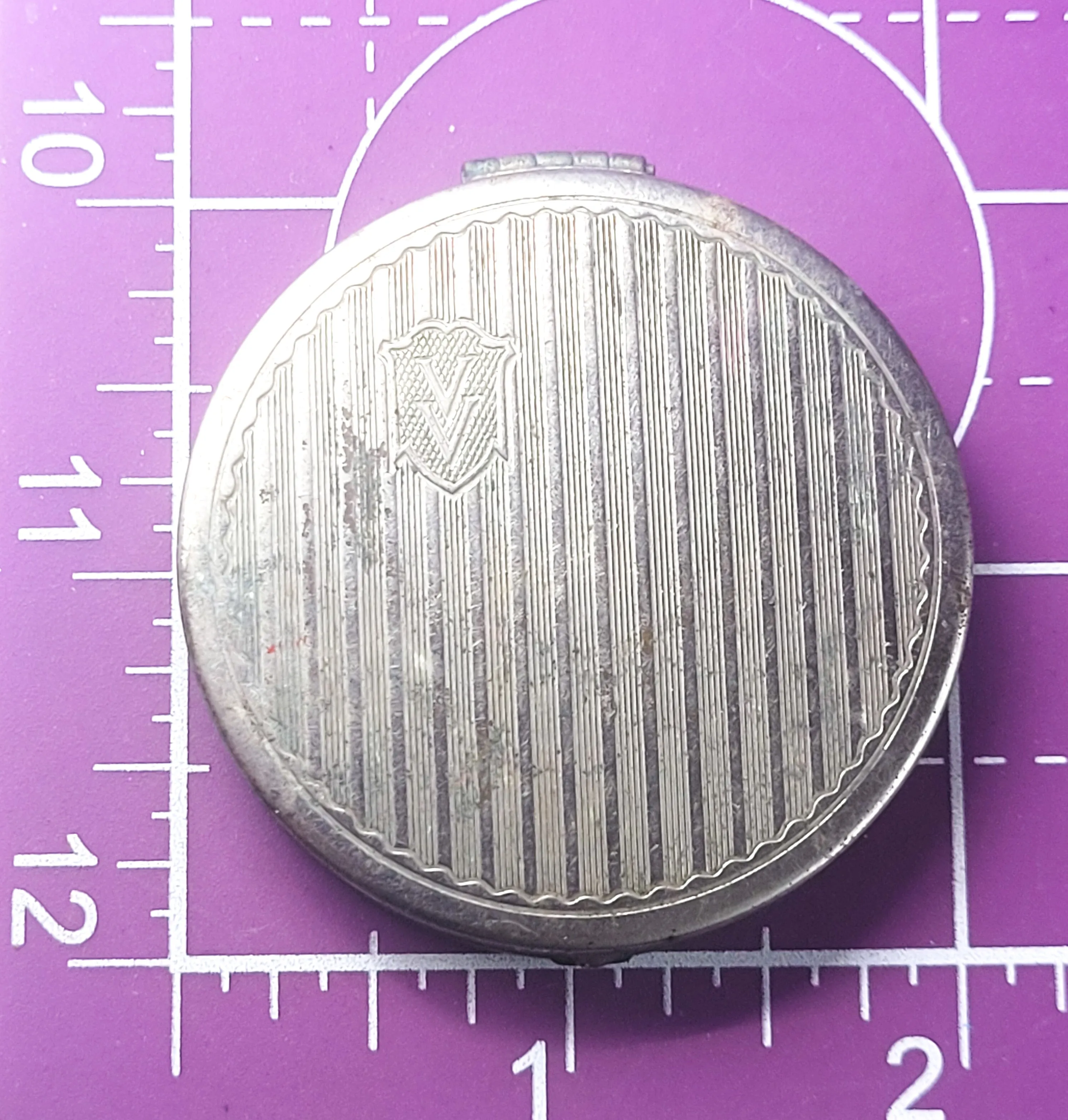 Vivaudou vintage silver toned mirror powder compact