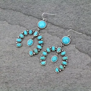 Waymaker Fashion Round Stone Naja Drop Fish Hook Earrings - Turquoise