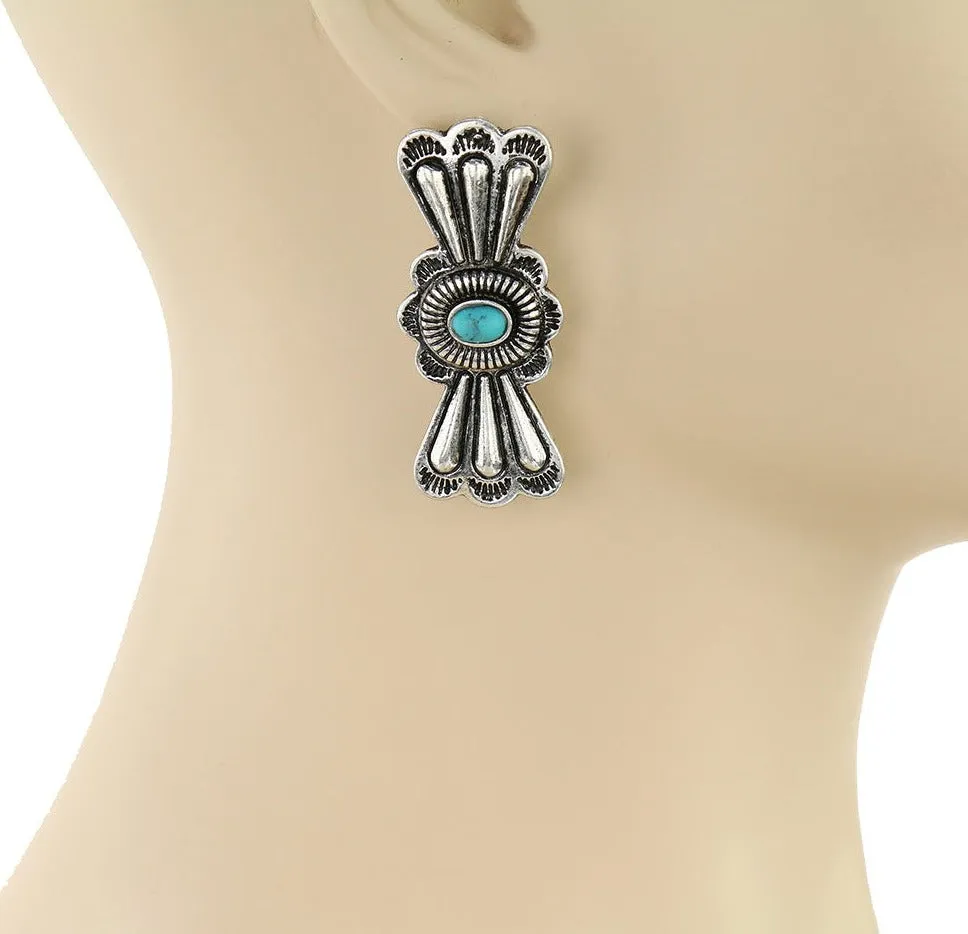Western Concho Stud Earrings