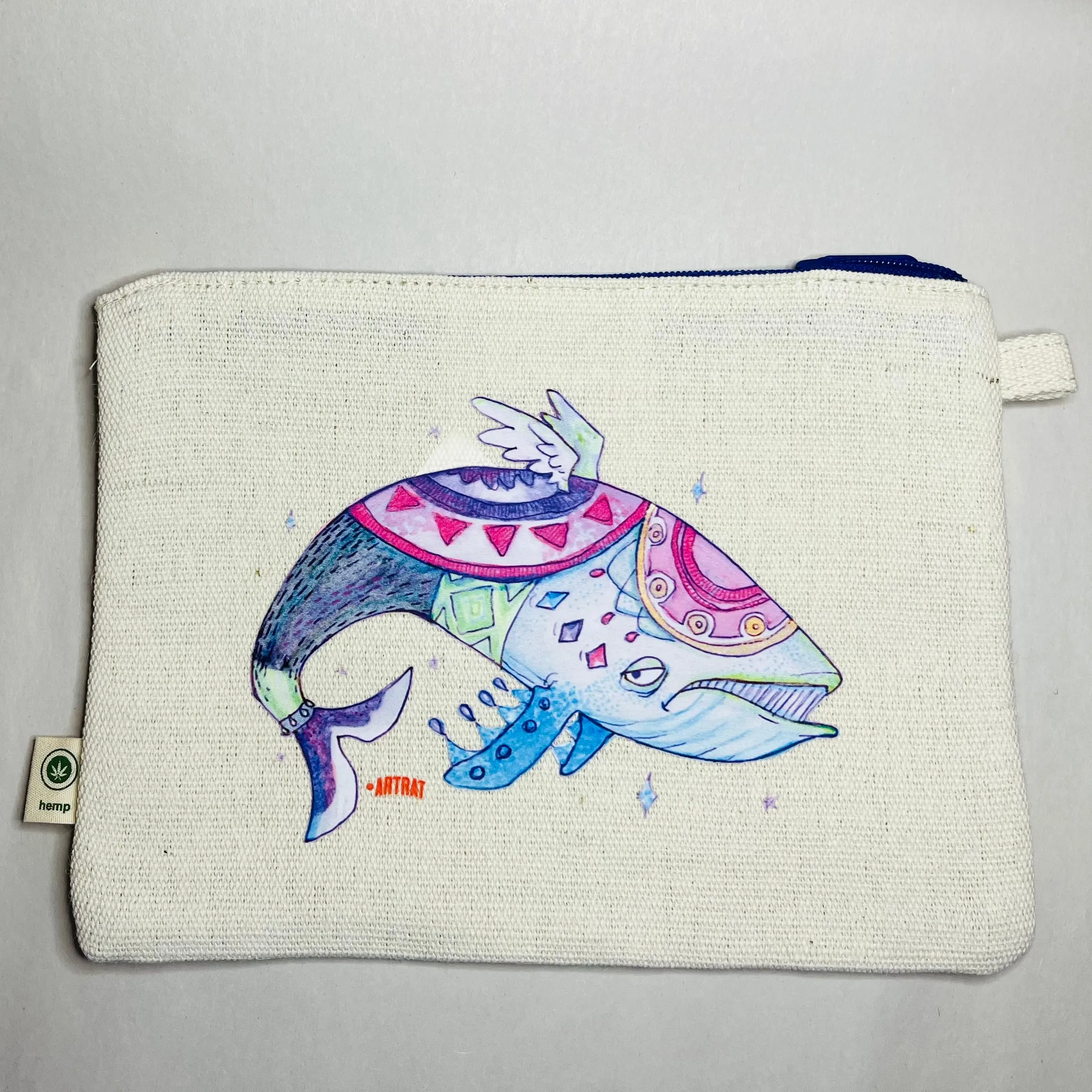 Whale Hemp/Cotton Pouch - Designed by Sadie Rothenberg