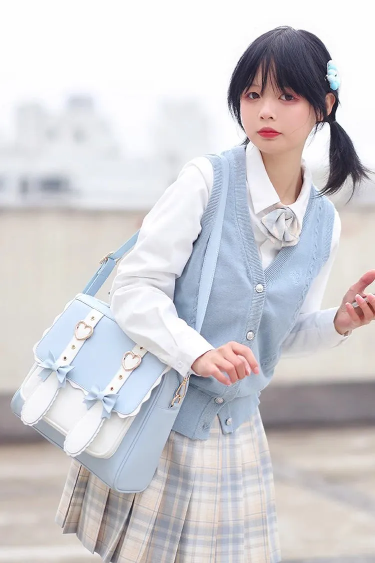 White/Blue Bunny Castle Bowknot Sweet Lolita Backpack