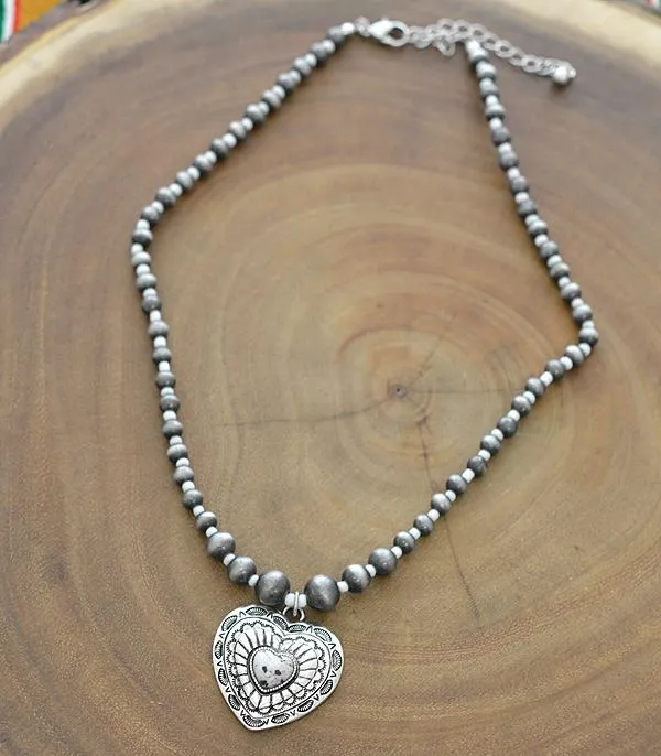 Willow Heart Concho Navajo Bead Fashion Necklace