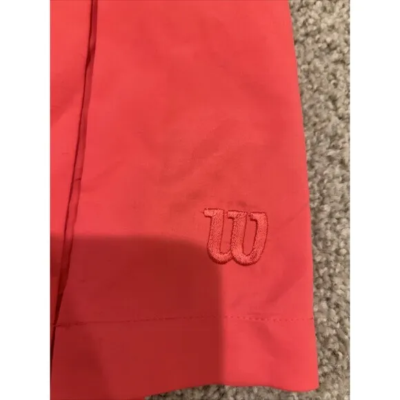 Wilson Women’s Tennis Skirt Polyester Sz Large Pockets Coral Pink Elastic Waist
