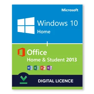 Windows 10 Home   Microsoft Office 2013 Home and Student Bundle - Digital Licences