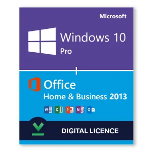 Windows 10 Pro   Microsoft Office 2013 Home and Business Bundle - Digital Licences
