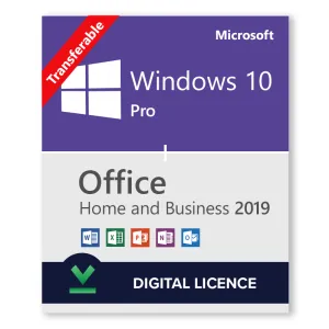 Windows 10 Pro   Microsoft Office 2019 Home and Business Bundle - Transferable Digital Licences