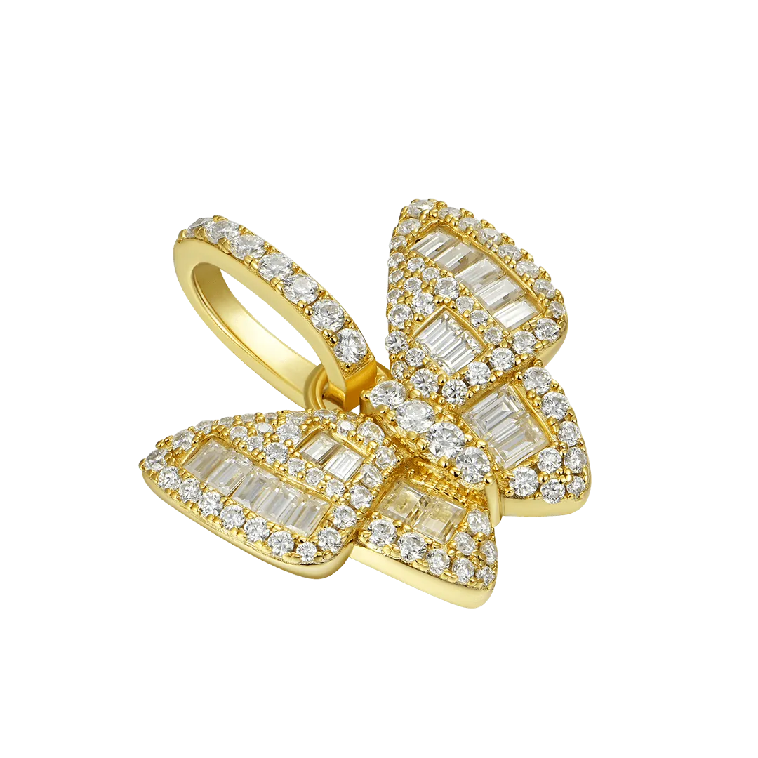 Women's Mixed Baguette Cut Butterfly Pendant