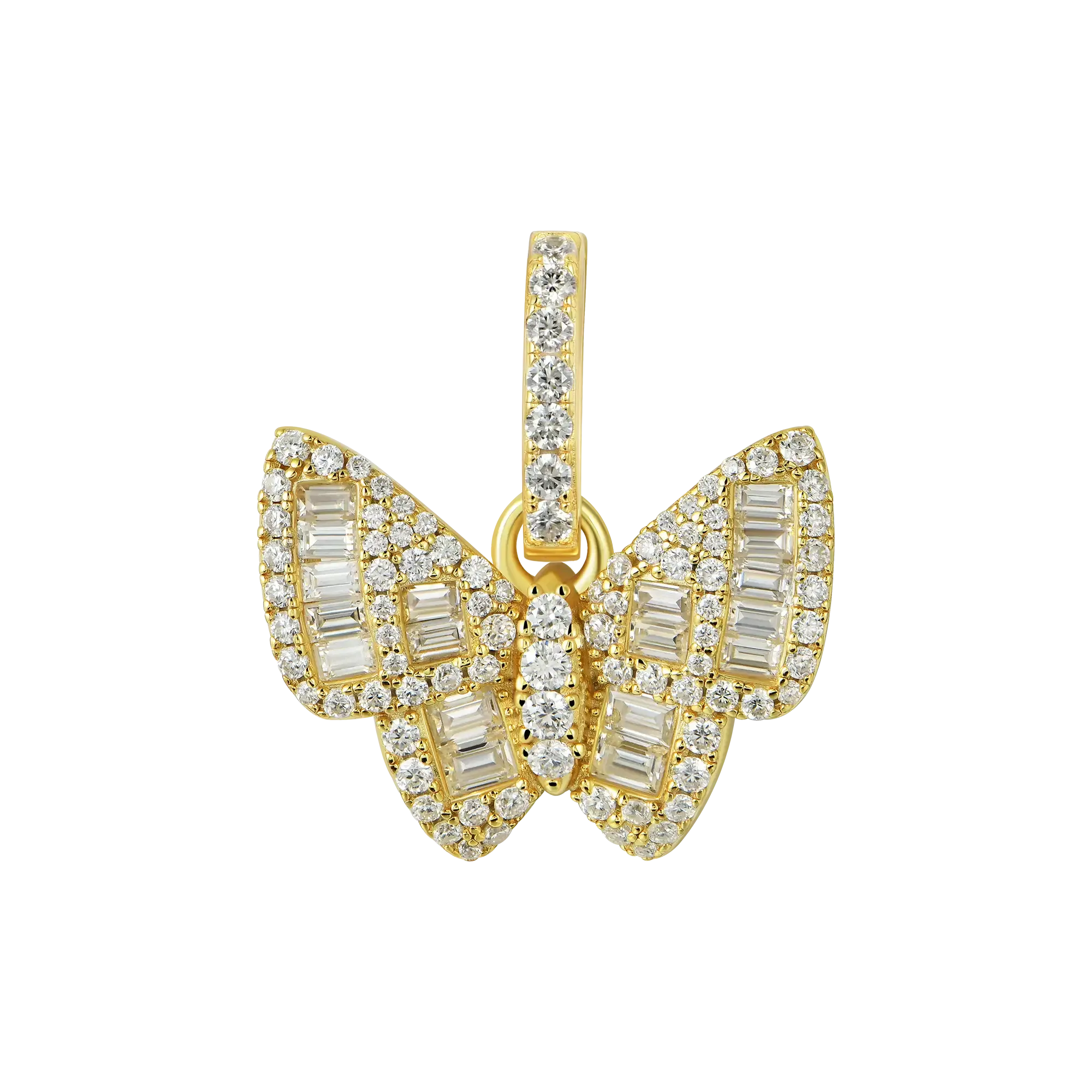Women's Mixed Baguette Cut Butterfly Pendant