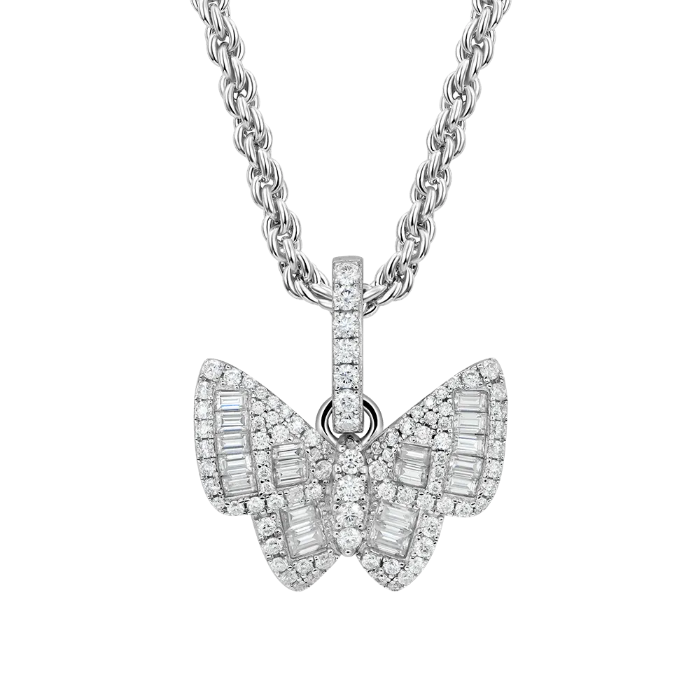Women's Mixed Baguette Cut Butterfly Pendant