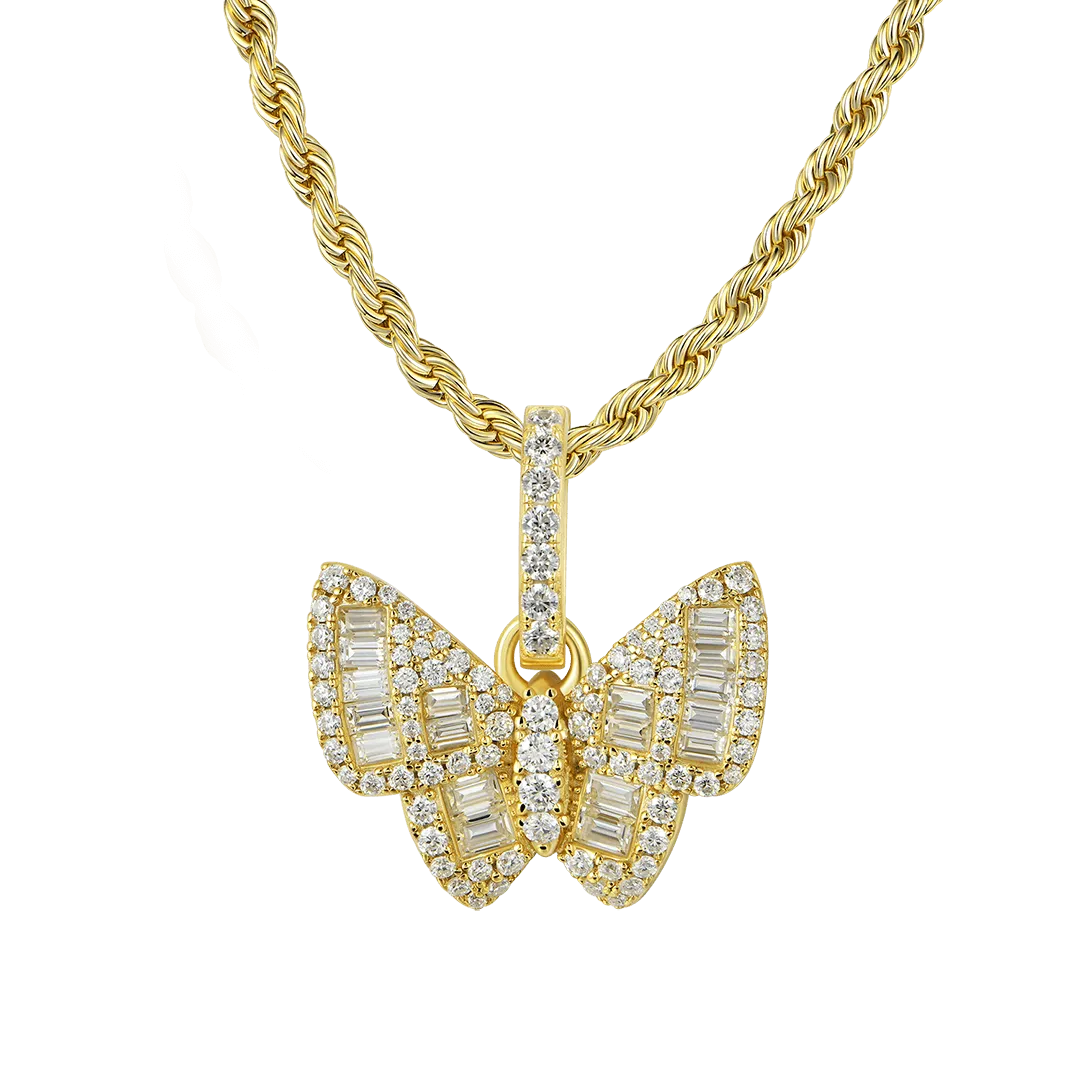 Women's Mixed Baguette Cut Butterfly Pendant
