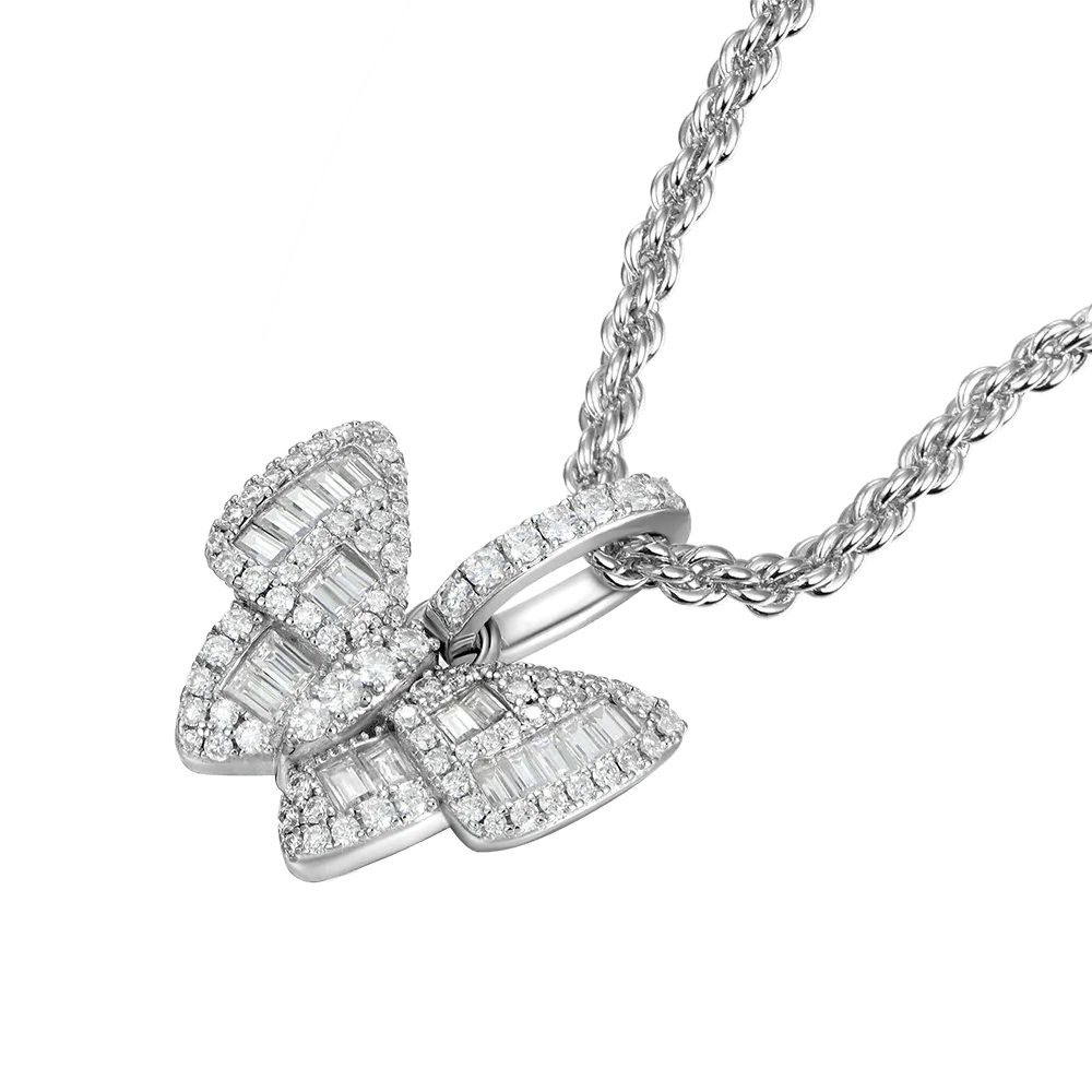 Women's Mixed Baguette Cut Butterfly Pendant
