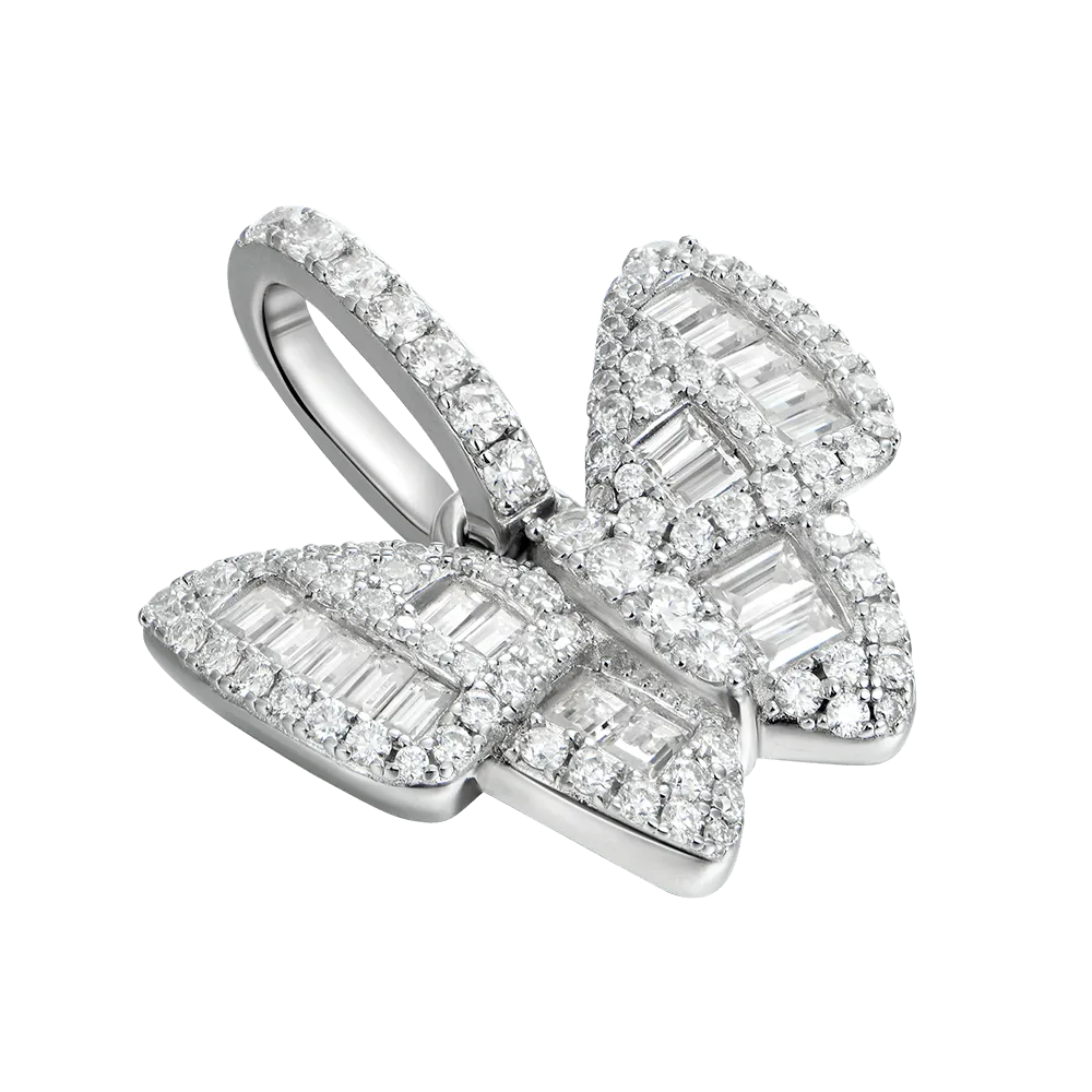 Women's Mixed Baguette Cut Butterfly Pendant