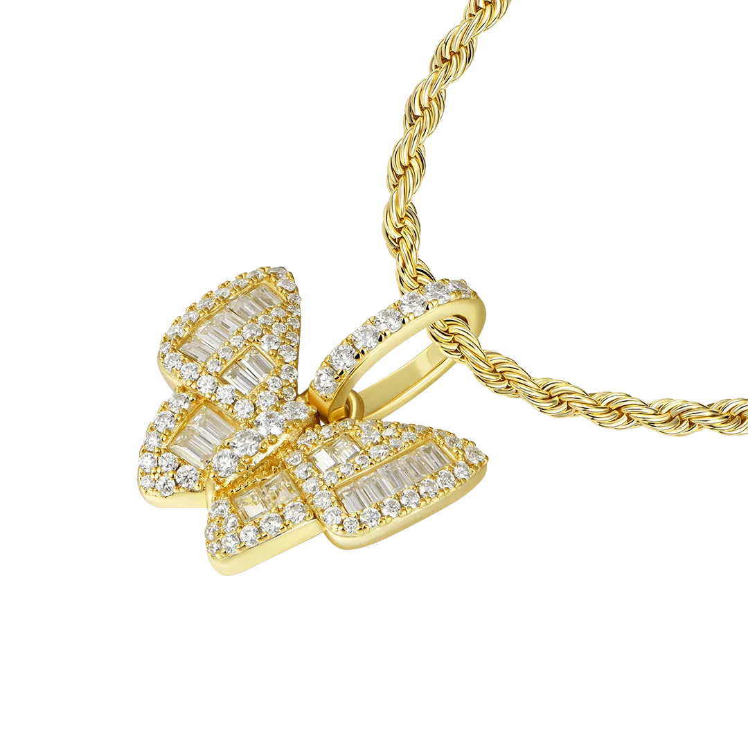Women's Mixed Baguette Cut Butterfly Pendant