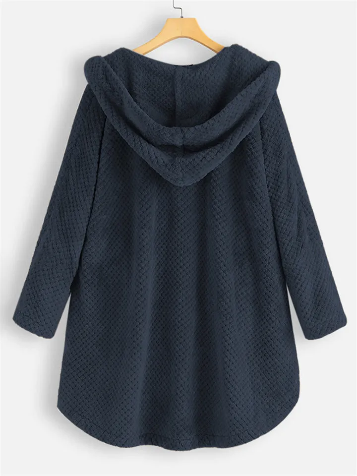 Women's Winter Chic Raglan Sleeves Hooded Fuzzy Coats