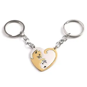 Yin and Yang Interlocked Cats Keychain