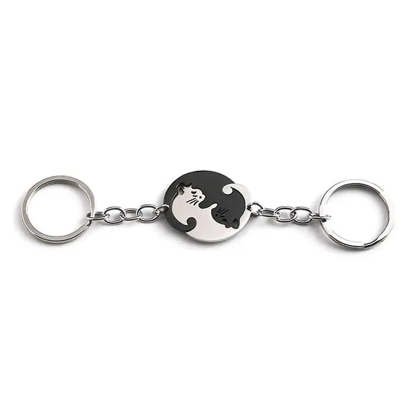 Yin and Yang Interlocked Cats Keychain