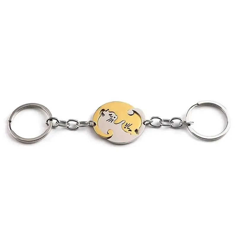 Yin and Yang Interlocked Cats Keychain