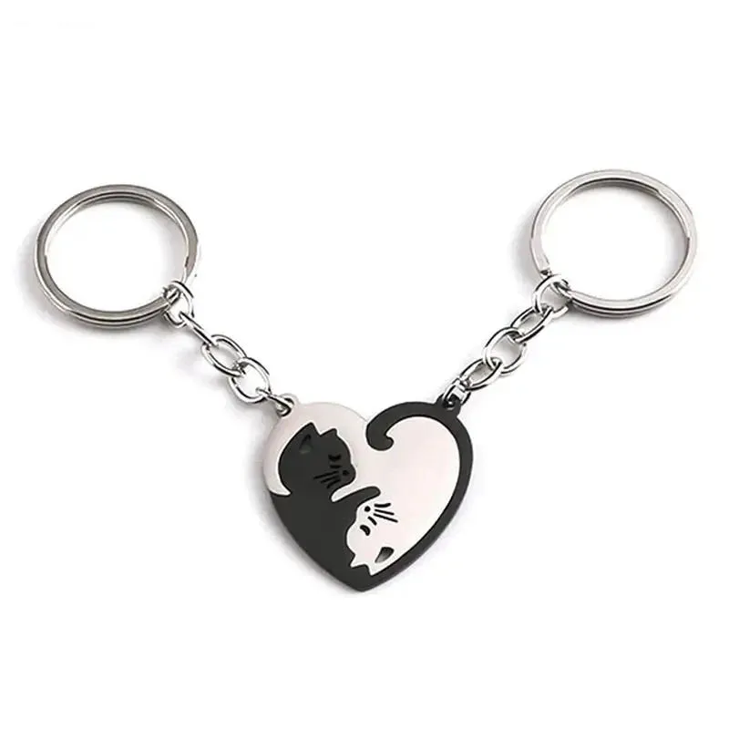 Yin and Yang Interlocked Cats Keychain