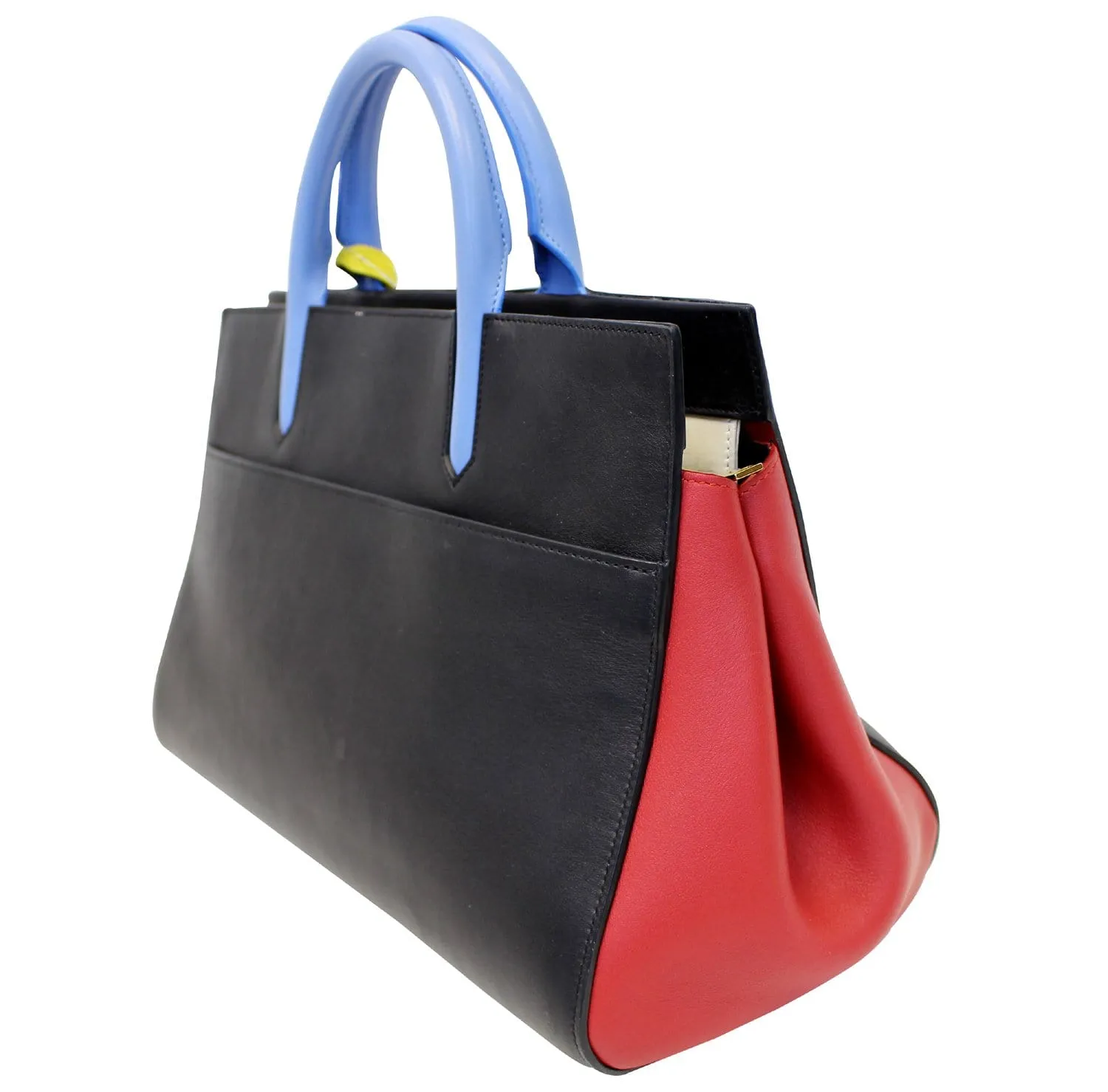 YVES SAINT LAURENT Calfskin Small Cabas Rive Gauche Satchel Bag