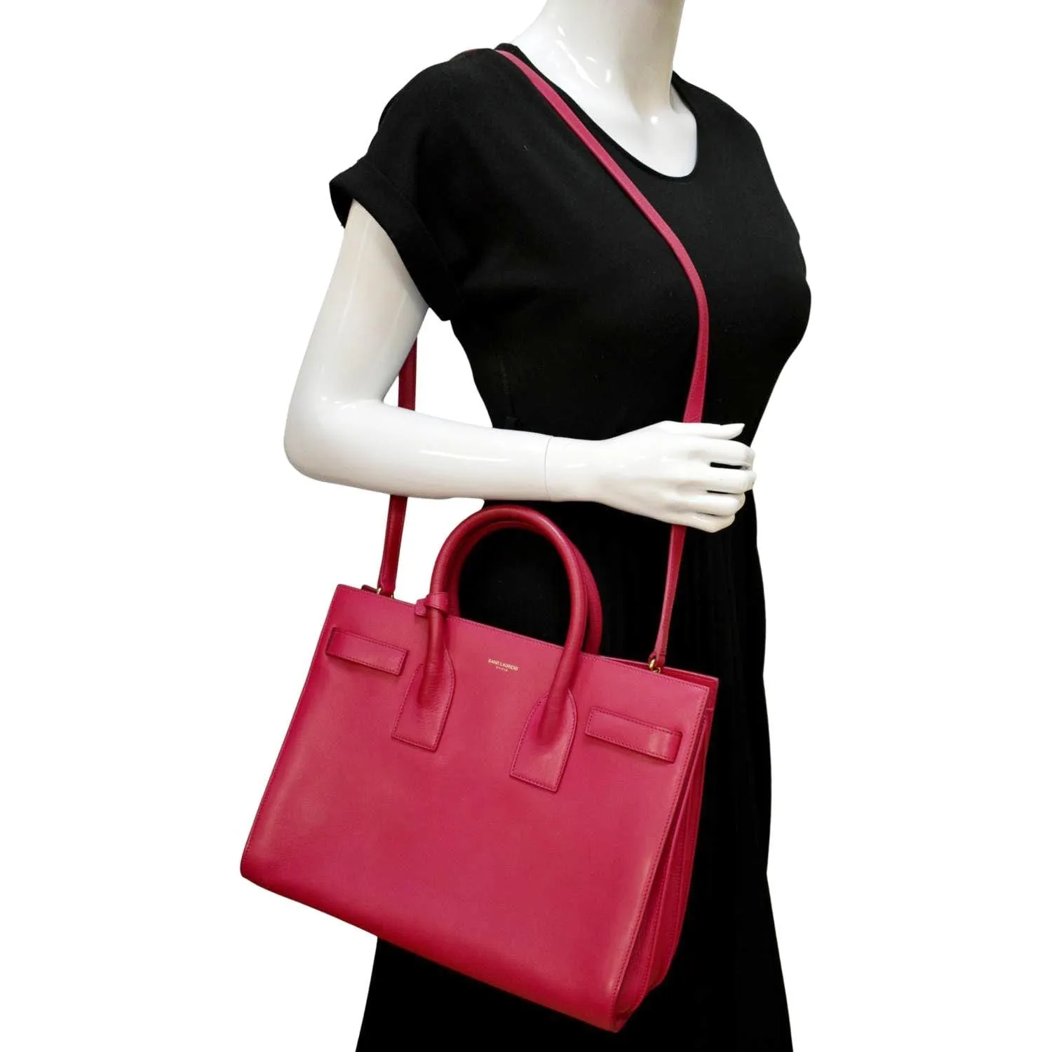 YVES SAINT LAURENT Sac de Jour Leather Satchel Shoulder Bag Pink